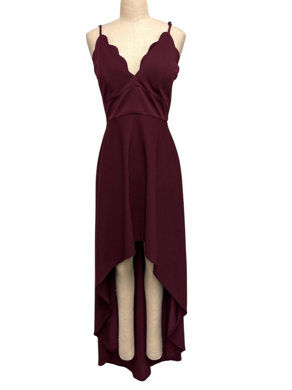 Speechless Womens Burgundy Asymmetrical Hem High-Low Dress Size 10 Polyester Ble